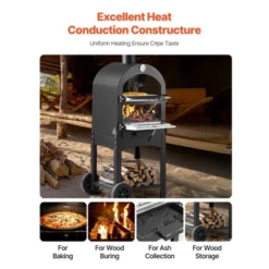 VEVOR Outdoor Pizza Oven, 12" Pellet Fire Ovens, 2-Layer Pizza Oven Wood Fired, Wood Burning Outdoor Pizza-Oven With 2 Removable Wheels, Black -Aesthtic Interiors GUEST e98415b9 4de8 4f49 8d69 b7ebb1e3f82f