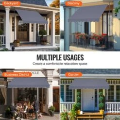 VEVOR 98 X 47" Patio Awning Retractable, Awning Sunshade Shelter With Manual Crank Handle, Adjustable Height From 86 To 122 In, Dark Gray -Aesthtic Interiors GUEST e9846c9d 2511 4649 80b2 953216168d43