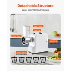 VEVOR Electric Cheese Grater Salad Maker, 200W Salad Shooter, Electric Vegetable Slicer Shredder Chopper For Fruits With 5 Attachments, White 13 VEVOR Electric Cheese Grater Salad Maker, 200W Salad Shooter, Electric Vegetable Slicer Shredder Chopper For Fruits With 5 Attachments, White -Aesthtic Interiors GUEST e9a2538e 95ac 46b4 bc19 ed2004a5ce94