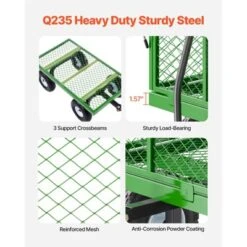 VEVOR 900 Lbs Steel Garden Cart On Wheels, Heavy Duty Pullable Garden Wagon Yard Cart, Outdoor Metal Utility Wagon With 10" Tires, Green -Aesthtic Interiors GUEST e9c8e0e6 22d0 44ab 987d ae917e5b29cb