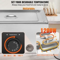 VEVOR Commercial Food Warmer, 1 X 19QT Electric Steam Table, 1200W Professional Countertop Stainless Steel Buffet Bain Marie -Aesthtic Interiors GUEST e9de80b5 8e01 4d6f 813d 0ccd5be0ff0e