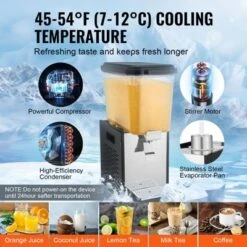VEVOR Commercial Beverage Dispenser, 18 L Juice Dispenser, 300W 304 Stainless Steel Food Grade Drink Machine With 45°F-54°F Cooling Temperature -Aesthtic Interiors GUEST e9e882b8 b93f 450c baff 8955c48c70b1