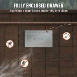 VEVOR 14x8.5Inch Outdoor Kitchen Drawers Stainless Steel, Flush Mount Double Drawers,14W X 8.5H X 23D Inch,with Stainless Steel Handle,Silver -Aesthtic Interiors GUEST ea301cea 960f 4ecb 8363 e8e209739392