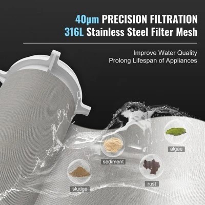 VEVOR Spin Down Filter, 40 Micron Whole House Sediment Filter For Well Water, 1" MNPT + 3/4" FNPT, 8 T/H High Flow Rate, White 2 VEVOR Spin Down Filter, 40 Micron Whole House Sediment Filter For Well Water, 1" MNPT + 3/4" FNPT, 8 T/H High Flow Rate, White - Image 2