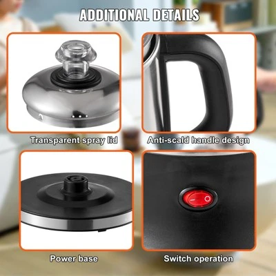 VEVOR 12-Cup Electric Percolator Coffee Pot, 304 Stainless Steel Coffee Percolator With Keep Warm Function & Heat-Resistant Handle 5 VEVOR 12-Cup Electric Percolator Coffee Pot, 304 Stainless Steel Coffee Percolator With Keep Warm Function & Heat-Resistant Handle - Image 5