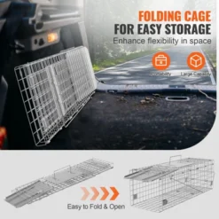 VEVOR Live Animal Cage Trap, 24" X 8" X 8" Humane Cat Trap Galvanized Iron, Folding Animal Trap With Handle For Rabbits, Stray Cats, Squirrels -Aesthtic Interiors GUEST eae6ee64 e37e 47c2 bdd2 00171d152b00