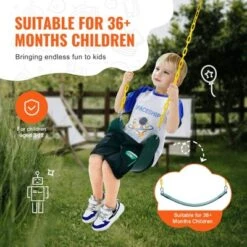 VEVOR 2-Pack Swing Seats, With 66 Inch Coated Chains And Snap Hooks, Support 300 Lbs Swings Replacement For Outdoor Swing Set, Green -Aesthtic Interiors GUEST eb37ee4c 6525 4352 8dab c84284fff291