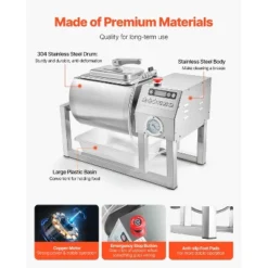 VEVOR Commercial Meat Tumbler Marinator, 20L Vacuum Tumbler Marinating Machine With Bidirectional Rotation And 3-Speed, Silver -Aesthtic Interiors GUEST eb3a3ed9 5feb 462b 9b0b 65a7ebbee5ba