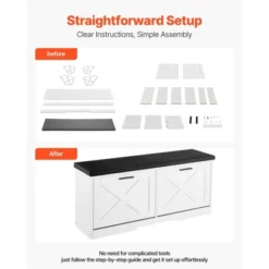 VEVOR Entryway Shoe Storage Bench, 39.4 X 12.0 X 18.7 Inch Shoe Organizer With Flip Drawers, 440lbs Narrow Shoes Rack Bench, Black + White 12 VEVOR Entryway Shoe Storage Bench, 39.4 X 12.0 X 18.7 Inch Shoe Organizer With Flip Drawers, 440lbs Narrow Shoes Rack Bench, Black + White -Aesthtic Interiors GUEST eb715e92 bf7c 4577 af96 8a0039cc5676