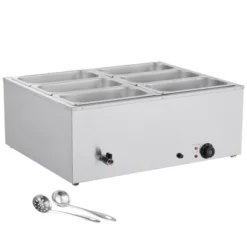 VEVOR Commercial Food Warmer, 1500W Electric Stainless Steel Steam Food Warmer With Lid, 6-Pan Fast Heating Countertop Buffet Bain Marie, Silver -Aesthtic Interiors GUEST eb7cf1e5 0e35 45ea 9ffc 8f0b05a6e42d