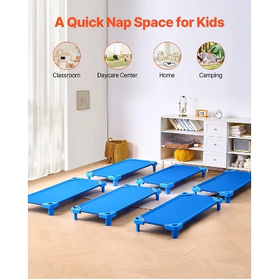 VEVOR Stackable Kiddie Cot,Pack Of 6, Portable Toddler Nap Cots, Standard Size 52" L X 23" W Daycare Cots For Kids,Preschool Classroom Daycare Beds 6 VEVOR Stackable Kiddie Cot,Pack Of 6, Portable Toddler Nap Cots, Standard Size 52" L X 23" W Daycare Cots For Kids,Preschool Classroom Daycare Beds - Image 6