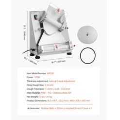 VEVOR Pizza Dough Roller Sheeter, 3-14 Inch Automatic Stainless Steel Pizza Press, Electric 370W Pasta Maker Machine, 260 Pcs Per Hour, Silver 14 VEVOR Pizza Dough Roller Sheeter, 3-14 Inch Automatic Stainless Steel Pizza Press, Electric 370W Pasta Maker Machine, 260 Pcs Per Hour, Silver -Aesthtic Interiors GUEST ec2a5aa1 d4b2 4374 9291 70c4c6e648ad