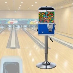 VEVOR Commercial Vending Machine, Four Compartment Rotatable Gumball And Candy Dispenser, Adjustable Height Coin Operated Candy Bank, Blue