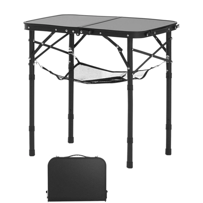 VEVOR Folding Camping Table, Adjustable Height Portable Side Tables, Aluminum MDF Beach Table With Mesh Layer, Carrying Handle, 24x16in, Black 8 VEVOR Folding Camping Table, Adjustable Height Portable Side Tables, Aluminum MDF Beach Table With Mesh Layer, Carrying Handle, 24x16in, Black - Image 8