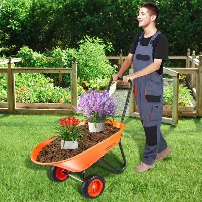 VEVOR Wheelbarrow Cart, 5 Cu. Ft. Load & 397 Lbs Capacity, 2 Wheels Garden Dump Cart, Garden Wagon With Handle & 10" Wide Track Wheels 1 VEVOR Wheelbarrow Cart, 5 Cu. Ft. Load & 397 Lbs Capacity, 2 Wheels Garden Dump Cart, Garden Wagon With Handle & 10" Wide Track Wheels