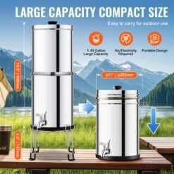 VEVOR Gravity-fed Water Filter System, 2.25G 304 Stainless-Steel Countertop Water Filtration System, Reduces Lead And Up To 99% Of Chlorine -Aesthtic Interiors GUEST ec754de3 51c9 47fe 8369 c5e9a060436e
