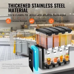 VEVOR Commercial Beverage Dispenser, 4 Tanks 10 L / 10.6 QT Per Tank Juice Dispenser, 430W Stainless Steel Ice Tea Drink Machine -Aesthtic Interiors GUEST eca7710d 7d98 4e2b 95c3 a4d4c26fad5d