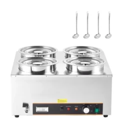 VEVOR Electric Soup Warmer, Four 6.34QT Stainless Steel Round Pot With 86~185°F Adjustable Temp, 1500W Commercial Bain Marie, Silver -Aesthtic Interiors GUEST ed09d930 5f71 4f54 84d8 529c92a50279