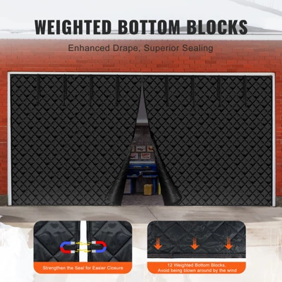 VEVOR Garage Door Screen For Winter, 16x7FT, Garage Door Insulation Kit, Magnetic Thermal Insulated Door Curtain With 300D Oxford Fabric, Black 5 VEVOR Garage Door Screen For Winter, 16x7FT, Garage Door Insulation Kit, Magnetic Thermal Insulated Door Curtain With 300D Oxford Fabric, Black - Image 5
