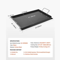 VEVOR Carbon Steel Griddle, 24x16 Inch Universal Flat Top Rectangular Plate, Gas Grill Griddle For BBQ Grill, Teppanyaki, Black -Aesthtic Interiors GUEST ed48fd31 72fa 450a b20b 3b2c4c715894