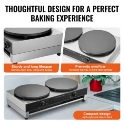 VEVOR Electric Crepe Maker, 16-Inch Double Head Commercial Crepe Machine, 3400W Flat Plate Crepe Griddle, Nonstick Stainless Steel Pancake Making -Aesthtic Interiors GUEST edb61e50 1387 4f12 9885 f4205dd43493