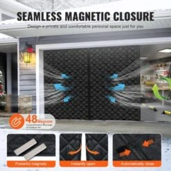 VEVOR Garage Door Screen For Winter, 8x7FT, Garage Door Insulation Kit, Magnetic Thermal Insulated Door Curtain With 300D Oxford Fabric, Black -Aesthtic Interiors GUEST ee0a72aa 4ed6 4ace b394 8254766fe92c