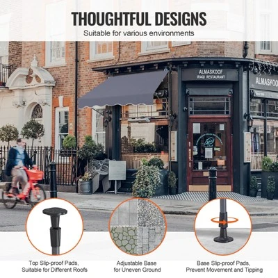 VEVOR 59 X 47" Patio Awning Retractable, Awning Sunshade Shelter With Manual Crank Handle, Adjustable Height From 86 To 122 In, Dark Gray 6 VEVOR 59 X 47" Patio Awning Retractable, Awning Sunshade Shelter With Manual Crank Handle, Adjustable Height From 86 To 122 In, Dark Gray - Image 6