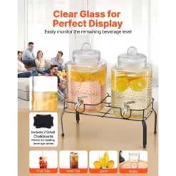 VEVOR Beverage Dispenser, 2 Pack 1.5 Gallon Drink Dispensers For Parties, Glass Juice Dispenser With Metal Stand, Stainless Steel Spigot, Clear 11 VEVOR Beverage Dispenser, 2 Pack 1.5 Gallon Drink Dispensers For Parties, Glass Juice Dispenser With Metal Stand, Stainless Steel Spigot, Clear -Aesthtic Interiors GUEST eedb78c6 0727 4f30 863a 77142e8d9eed
