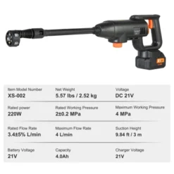 VEVOR Cordless Pressure Washer, 580-PSI 1.1 GPM Portable Power Cleaner, Handheld High-Pressure Car Washer Gun With 4.0Ah Battery, Charger, Black 13 VEVOR Cordless Pressure Washer, 580-PSI 1.1 GPM Portable Power Cleaner, Handheld High-Pressure Car Washer Gun With 4.0Ah Battery, Charger, Black -Aesthtic Interiors GUEST ef175151 5da9 40b6 8a30 5a9cdb81e493