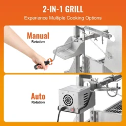 VEVOR Rotisserie Grill With Hooded Cover, BBQ Whole Pig Lamb Goat Charcoal Spit Grill, 46 Inch 132Lbs Capacity, Electric 52W Motor, Silver -Aesthtic Interiors GUEST ef4b19a6 2fcd 4b9c a50f 6cfe97bb04f9