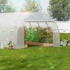 VEVOR Walk-in Tunnel Greenhouse, 19.4x9.7x6.5 Ft Hoop House Greenhouse Tunnel With Galvanized Steel Frame, White PE Cover, 12 Windows