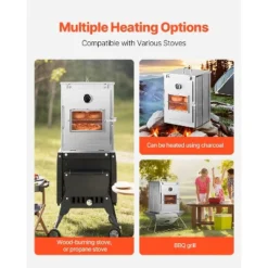 VEVOR Foldable Camping Oven, Stainless Steel Portable Camping Stove, With 3 Tier Grill, Handle And Thermometer, Use With Wood Burning Fire, Silver -Aesthtic Interiors GUEST efbd9177 466b 42e3 b101 a0c1ecba04f9