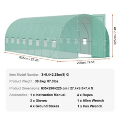 VEVOR Walk-in Tunnel Greenhouse, 27.4x9.5x7.4 Ft Hoop House Greenhouse With Galvanized Steel Frame, PE Cover, Swing Door And 16 Roll-up Windows -Aesthtic Interiors GUEST f00f34a7 dddf 4e46 870f 8a85edbea8de