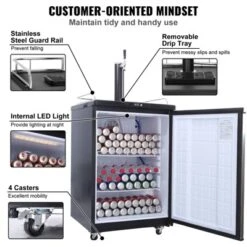 VEVOR Beer Kegerator, Single Tap Draft Beer Dispenser, Full Size Keg Refrigerator With Shelves, CO2 Cylinder, Drip Tray & Rail, Silver -Aesthtic Interiors GUEST f0375189 d3a0 44ad aefe 27f33fe62b14