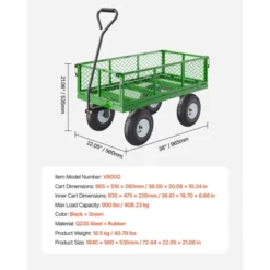 VEVOR 900 Lbs Steel Garden Cart On Wheels, Heavy Duty Pullable Garden Wagon Yard Cart, Outdoor Metal Utility Wagon With 10" Tires, Green -Aesthtic Interiors GUEST f03915be 889b 467b 9d01 f11e6197f8fe