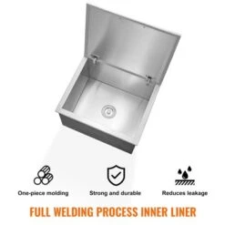 VEVOR Drop In Ice Chest, 28"L X 16"W X 17"H Stainless Steel Ice Cooler, Commercial Ice Bin With Hinged Cover, 40 Qt Outdoor Kitchen Ice Bar 11 VEVOR Drop In Ice Chest, 28"L X 16"W X 17"H Stainless Steel Ice Cooler, Commercial Ice Bin With Hinged Cover, 40 Qt Outdoor Kitchen Ice Bar -Aesthtic Interiors GUEST f058a8f9 df65 4495 ac30 8d58c873f9a9