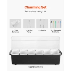 VEVOR Chilled Condiment Server, 6 Compartment Ice Cooled Condiment Serving Container, Chilled Garnish Tray Bar Caddy With Lid, Black 10 VEVOR Chilled Condiment Server, 6 Compartment Ice Cooled Condiment Serving Container, Chilled Garnish Tray Bar Caddy With Lid, Black -Aesthtic Interiors GUEST f0867e68 082b 4530 b4a1 422133ca722b