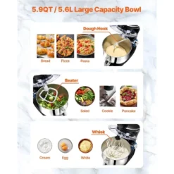 VEVOR 3-in-1 Multifunctional Stand Mixer, 6QT Stainless Steel Bowl, 660W 6+P Speeds Tilt-head Food Mixer, Black 11 VEVOR 3-in-1 Multifunctional Stand Mixer, 6QT Stainless Steel Bowl, 660W 6+P Speeds Tilt-head Food Mixer, Black -Aesthtic Interiors GUEST f0908d09 b0d2 4669 87d8 d4cfcd2675ea