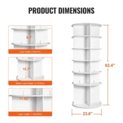 VEVOR 6 Tiers Rotating Shoe Rack Tower, 360°Spinning Shoe Display, Revolving Shoe Rack Storage Round Carousel, Lazy Susan Shoe Rack Organizer, White -Aesthtic Interiors GUEST f0a70e5f 85e7 46fd b34e 0f0f72bd57aa