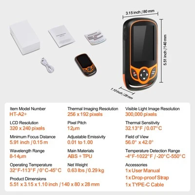 VEVOR Thermal Imaging Camera, 256 X 192 IR Resolution Pocket Infrared Thermal Imager With WiFi, 25Hz Refresh Rate Thermal Camera Pocket, Orange 7 VEVOR Thermal Imaging Camera, 256 X 192 IR Resolution Pocket Infrared Thermal Imager With WiFi, 25Hz Refresh Rate Thermal Camera Pocket, Orange - Image 7