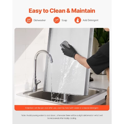 VEVOR Stainless Steel Griddle, 32x16 Inch Universal Flat Top Rectangular Plate, Gas Grill Griddle For BBQ Grill, Teppanyaki, Silver 5 VEVOR Stainless Steel Griddle, 32x16 Inch Universal Flat Top Rectangular Plate, Gas Grill Griddle For BBQ Grill, Teppanyaki, Silver - Image 5