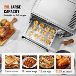 VEVOR 10-IN-1 Convection Oven, 28L/29.6Qt Multifunctional Conventional Oven Countertop, 1800W 4-Tier Toaster With Front Glass Door -Aesthtic Interiors GUEST f1756f80 372b 4fd5 9e53 8cbfea815924
