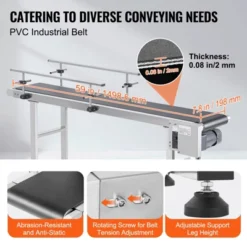 VEVOR Belt Conveyor, 59 X 7.8 Inch Conveyor Table, Heavy Duty Stainless Steel Motorized Belt Conveyor, Silver(Double Guardrail) -Aesthtic Interiors GUEST f177b68a e0db 40da bdd6 135250584076
