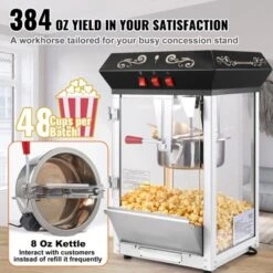 VEVOR Popcorn Maker, 850W Popcorn Popper Machine, 8 Oz Kettle Makes 48 Cups Per Batch, Countertop Popcorn Maker With Tempered Glass, Black -Aesthtic Interiors GUEST f1a2f619 ea0d 45cc bb59 0663f769c542