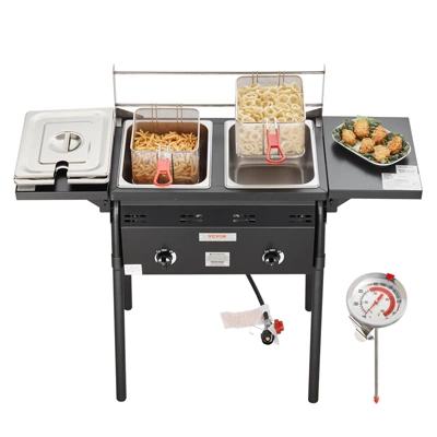VEVOR Outdoor Propane Deep Fryer, Double Burners Commercial Fryer, 16 Qt Stainless Steel Cooker With Removable Baskets & Lids & Tanks 8 VEVOR Outdoor Propane Deep Fryer, Double Burners Commercial Fryer, 16 Qt Stainless Steel Cooker With Removable Baskets & Lids & Tanks - Image 8