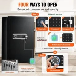 VEVOR Single Door 4.0 Cu.ft Safe Box With Key Lock, Password & Fingerprint, Safe Lock Box With Fireproof Bag, Key Rack, And 2 Shelves, Black -Aesthtic Interiors GUEST f1c9d156 a9b2 4e42 b64a cf3f1eb7a872