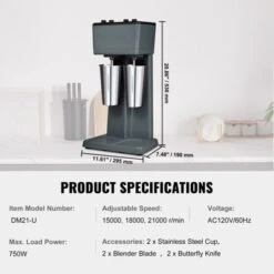 VEVOR Milkshake Maker, 375W X 2 Electric Milkshake Machine, Double Heads Drink Mixer Blender Machine, 3-Speed Milkshake Mixer, Gray -Aesthtic Interiors GUEST f1cfb245 4233 4c6a b2c0 58d2b63f29c8