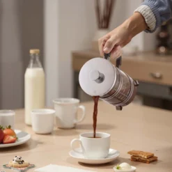 VEVOR French Press Coffee Maker, 34 Ounce 1 Liter Borosilicate Glass Coffee Press Tea Maker With Stainless Steel Filter, Silver