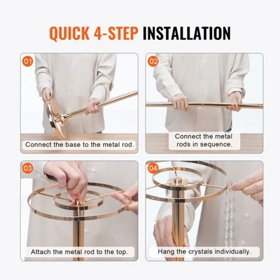 VEVOR 2PCS 35.43inch /90cm Tall Crystal Wedding Flowers Stand, Luxurious Centerpieces Flower Vases Crystal Gold Vase Metal 5 VEVOR 2PCS 35.43inch /90cm Tall Crystal Wedding Flowers Stand, Luxurious Centerpieces Flower Vases Crystal Gold Vase Metal - Image 5