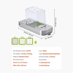 VEVOR Vegetable Chopper, Food Veggie Cutter With 3 Stainless Steel Blades, Onion Slicer With Container, Silver 14 VEVOR Vegetable Chopper, Food Veggie Cutter With 3 Stainless Steel Blades, Onion Slicer With Container, Silver -Aesthtic Interiors GUEST f23d6e98 1824 4932 a33d b96748d2fede